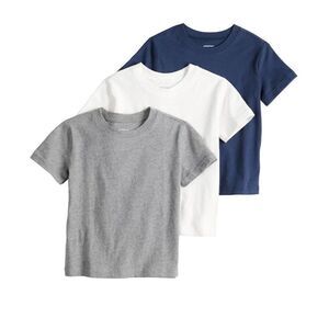 Hanes Toddler Gray White Blue Short Sleeve Crew Neck T Shirt Size Small Lot Of 3